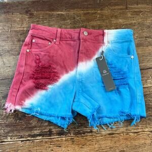 Tractr Kids Americana Tie Dye Shorts distressed cutoff NWT size 14
